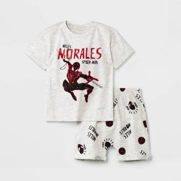 Spider-man: Miles Morales Toddler Boys' Spider-man Top And Bottom Set - Oatmeal