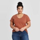 Women's Plus Size Short Sleeve Scoop Neck T-shirt - Universal Thread Brown 1x, Women's,