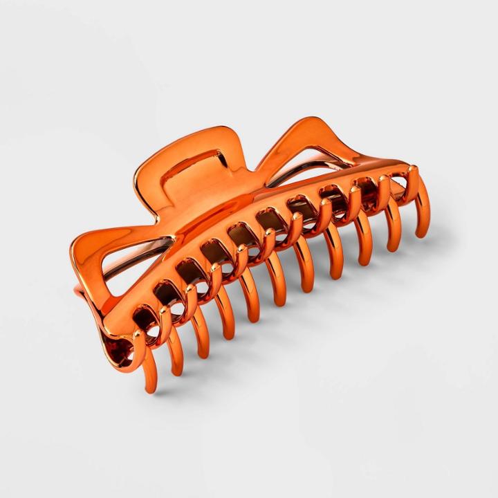 Jumbo Chrome Claw Hair Clip - Wild Fable Coral Orange