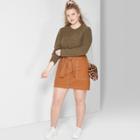 Women's Plus Size Belted Tie Utility Mini Skirt - Wild Fable Cognac