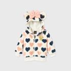 Toddler Girls' Disney Minnie Zip-up Hearts Hooded Family Fleece Jacket - Cream