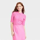 Women's Plus Size Henley Neck Sweater - A New Day Pink
