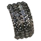 Zirconite Multi-strand Bracelet With Bezel Crystals - Black