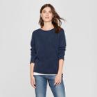 Women's Drop Shoulder Long Sleeve T-shirt - Universal Thread Navy (blue)