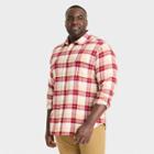 Men's Big & Tall Midweight Flannel Button-down Shirt - Goodfellow & Co Burgundy