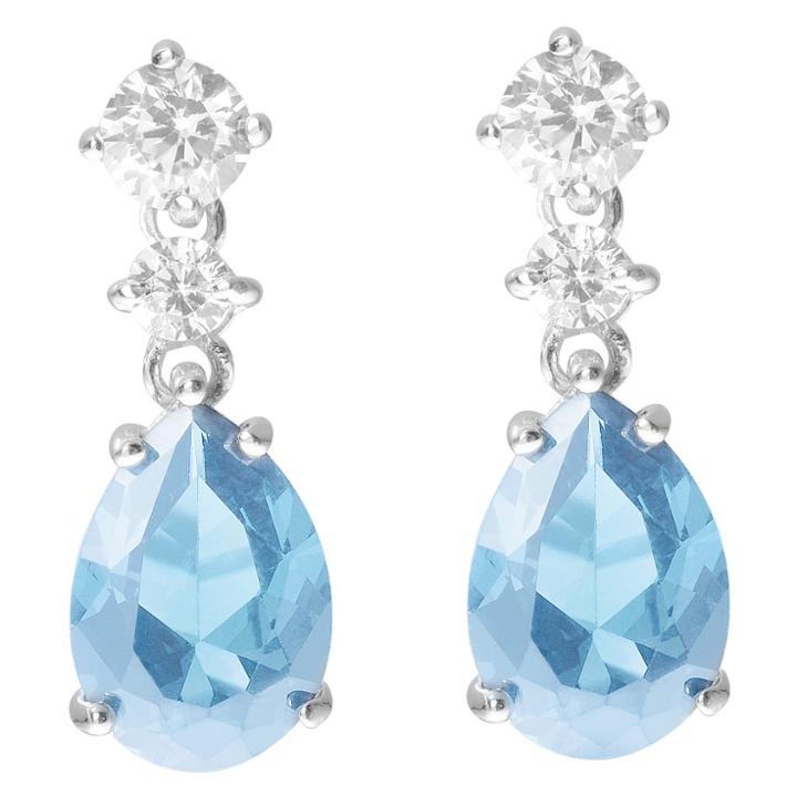Journee Collection 6 1/3 Ct. T.w. Pear-cut Cz Basket Set Tear Drop Dangle Earrings In Sterling Silver - Light Blue, Girl's,