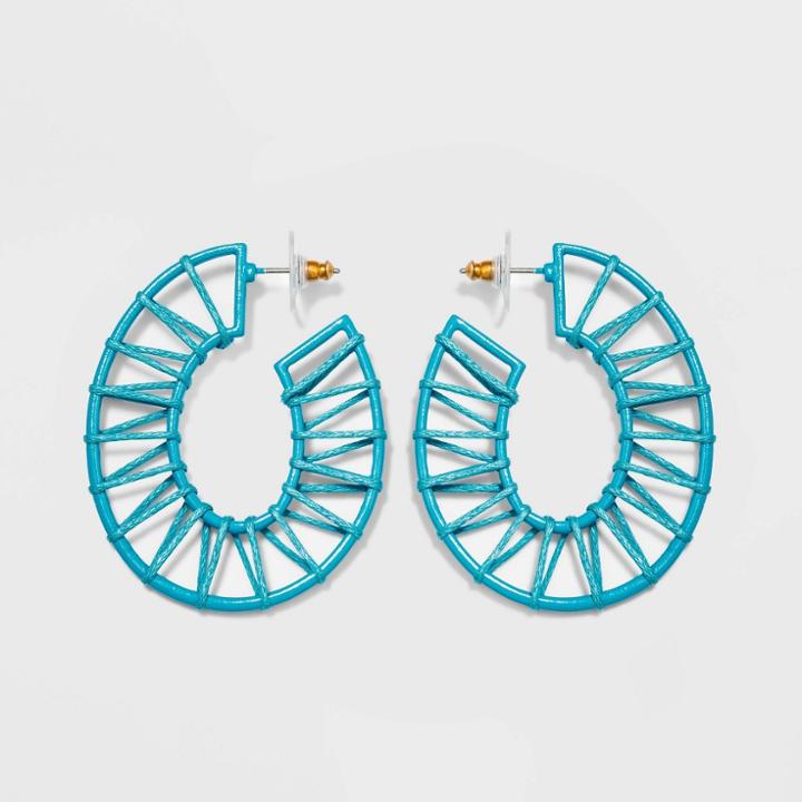 Sugarfix By Baublebar Raffia Hoop Earrings - Blue, Women's
