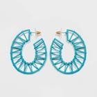 Sugarfix By Baublebar Raffia Hoop Earrings - Blue, Women's