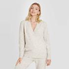 Women's Lounge V-neck Pullover Sweater - Stars Above Oatmeal