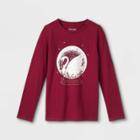 Girls' 'swan Snow Globe' Long Sleeve Graphic T-shirt - Cat & Jack Berry Red