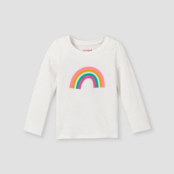 Toddler Girls' Rainbow Long Sleeve Graphic T-shirt - Cat & Jack Cream