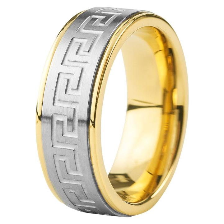 Men's Crucible Goldplated Stainless Steel Silvertone Maze Ring (10),