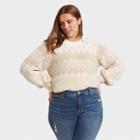 Women's Plus Size V-neck Fair Isle Pullover Sweater - Ava & Viv Off-white X