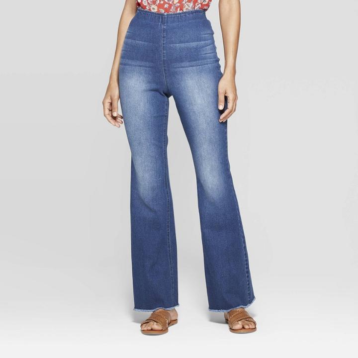 Women's Mid-rise Wide Leg Pocket Fashion Pants - Knox Rose Blue