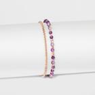 Silver Plated Amethyst Bead Pave Disc Bracelet - A New Day Gold