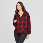 Women's Plaid Long Sleeve Flannel Popover - Knox Rose Red