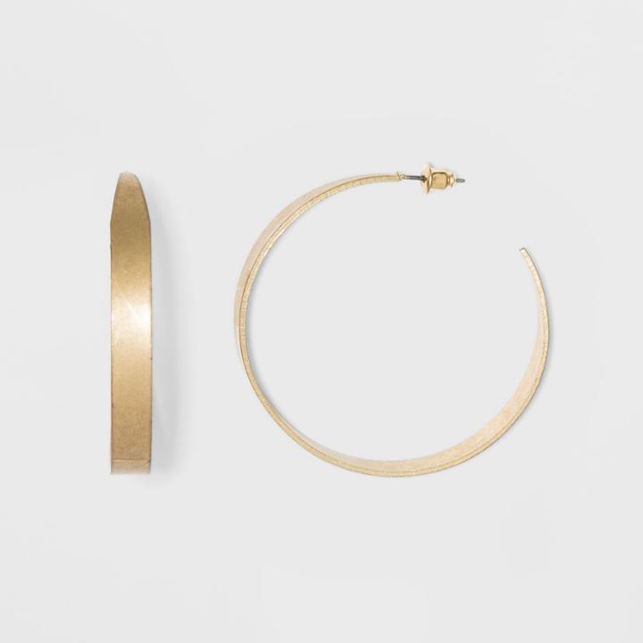 Thick Metal And Open End Hoop Earrings - Universal Thread Gold