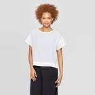 Women's Short Sleeve Crewneck Woven Mesh T-shirt - Prologue White