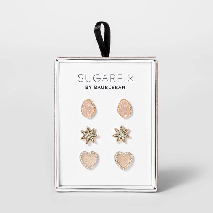 Sugarfix By Baublebar Druzy Stud Earring Gift Set - Rose Gold, Women's, Size: Small, Pink Gold