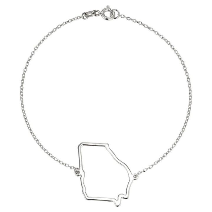 Target Sterling Silver Cutout Georgia State Bracelet, 7.5, Girl's, Silver/georgia