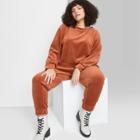 Women's Plus Size Velour Pullover Sweatshirt - Wild Fable Rust