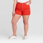 Women's Plus Size High-rise Jean Shorts -universal Thread Red