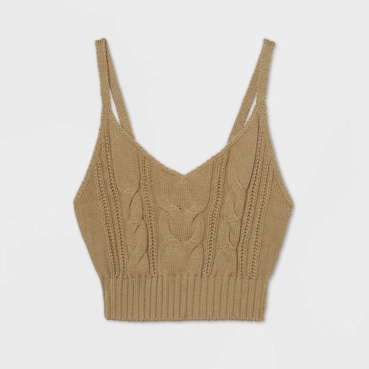 Women's Cropped Sweater Tank Top - Wild Fable Olive Green M, Women's, Size: Medium, Green Green