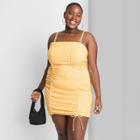 Women's Plus Size Double Ruched Bodycon Dress - Wild Fable Gold Plaid