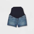 Maternity Crossover Panel Midi Jean Shorts - Isabel Maternity By Ingrid & Isabel Dark Wash