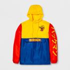 Men's Long Sleeve Pac-man Hooded Pullover Anorak Jacket - Navy/yellow/red M,