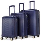 Badgley Mischka Diamond Expandable Hardside Checked 3pc Luggage Set - Navy, Blue