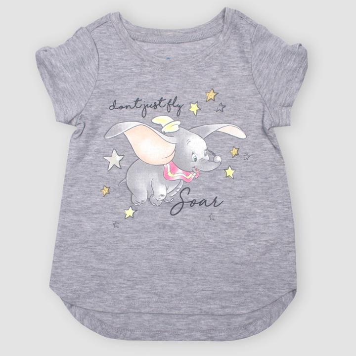 Toddler Girls' Disney Dumbo Short Sleeve T-shirt - Gray