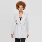 Women's Long Sleeve Belted Blazer With Tie - Prologue Gray