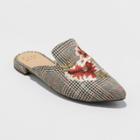 Target Women's Eve Plaid Embroidered Backless Mules - A New Day Gray