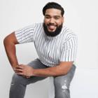 Men's Tall Standard Fit Striped Short Sleeve Knit Crewneck T-shirt - Original Use White