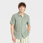 Men's Terry Short Sleeve Camp Button-down Shirt - Goodfellow & Co Green