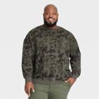 Men's Big & Tall Relaxed Fit Camo Print Crew Neck Pocket Sweatshirt - Goodfellow & Co Dark Green