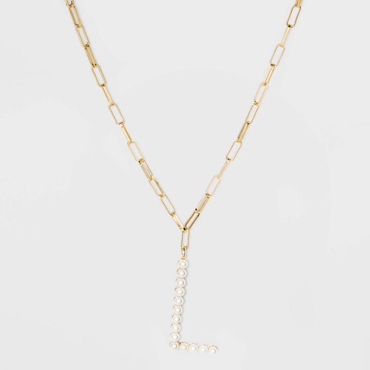 Sugarfix By Baublebar Pearl Initial L Pendant Necklace - Pearl, White