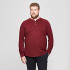 Men's Tall Regular Fit Long Sleeve Jersey Henley Shirt - Goodfellow & Co Berry Cobbler