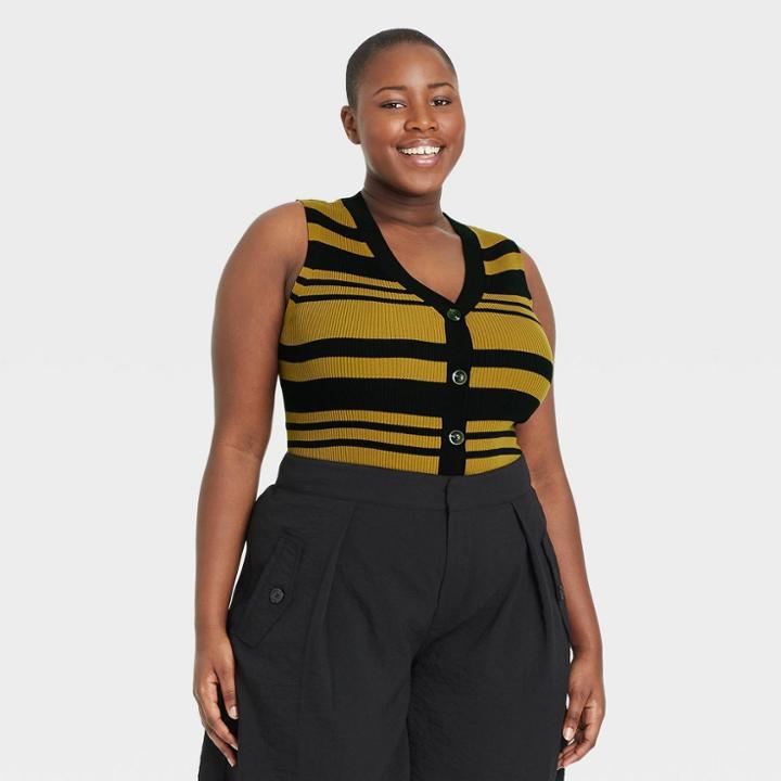 Women's Plus Size V-neck Sweater Vest - Who What Wear Jet Black