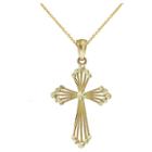 Target Girls' Gold Over Silver Filigree Cross Pendant-15 Plated Chain-yellow