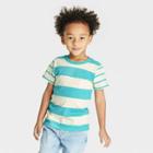 Toddler Boys' Short Sleeve Striped Jersey Knit T-shirt - Cat & Jack Turquoise Green