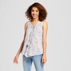 Women's Sleeveless Mixed Print Lace-up Tank - Knox Rose Dusty Purple