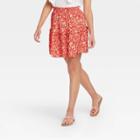 Women's Mini A-line Skirt - Universal Thread Red Floral
