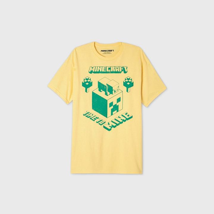 Men's Minecraft Time To Mine Short Sleeve T-shirt - Yellow