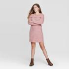 Women's Long Sleeve Off The Shoulder Sweater Mini Dress - Xhilaration Rose Xs, Women's, Pink