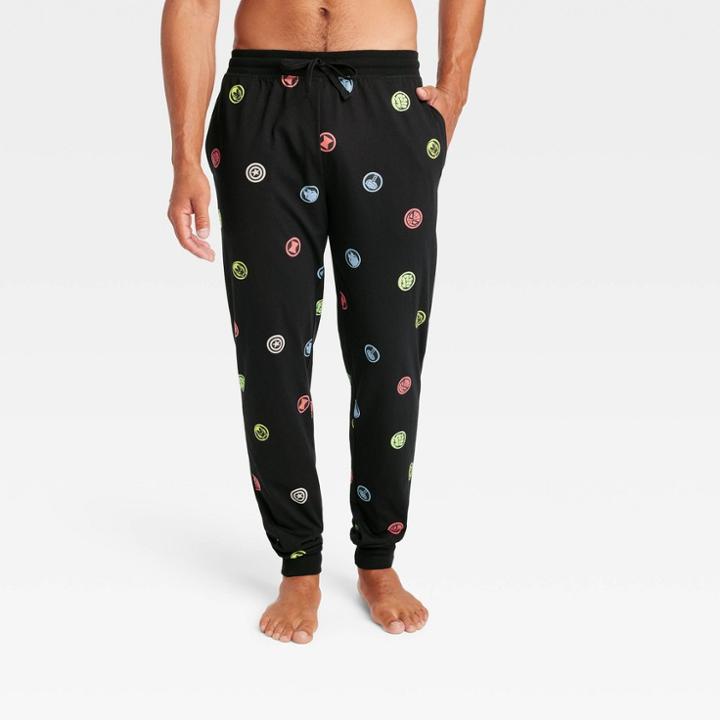 Men's Marvel Neon Jogger Pajama Pants - Black