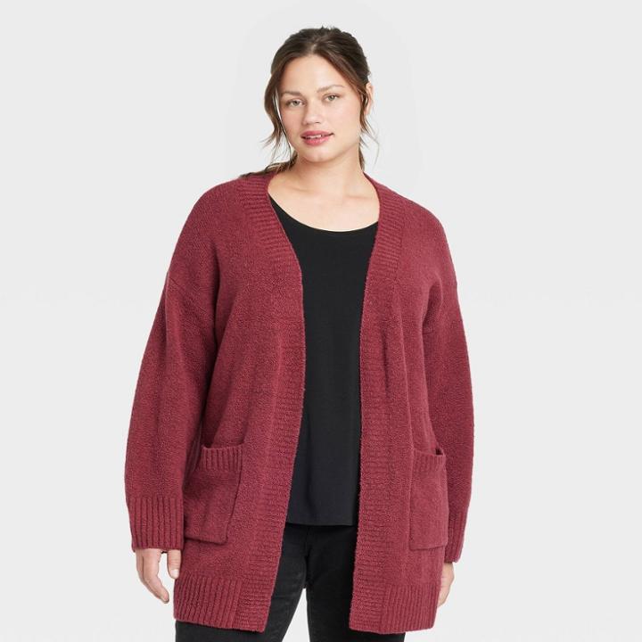 Women's Plus Size Cardigan - Ava & Viv Burgundy