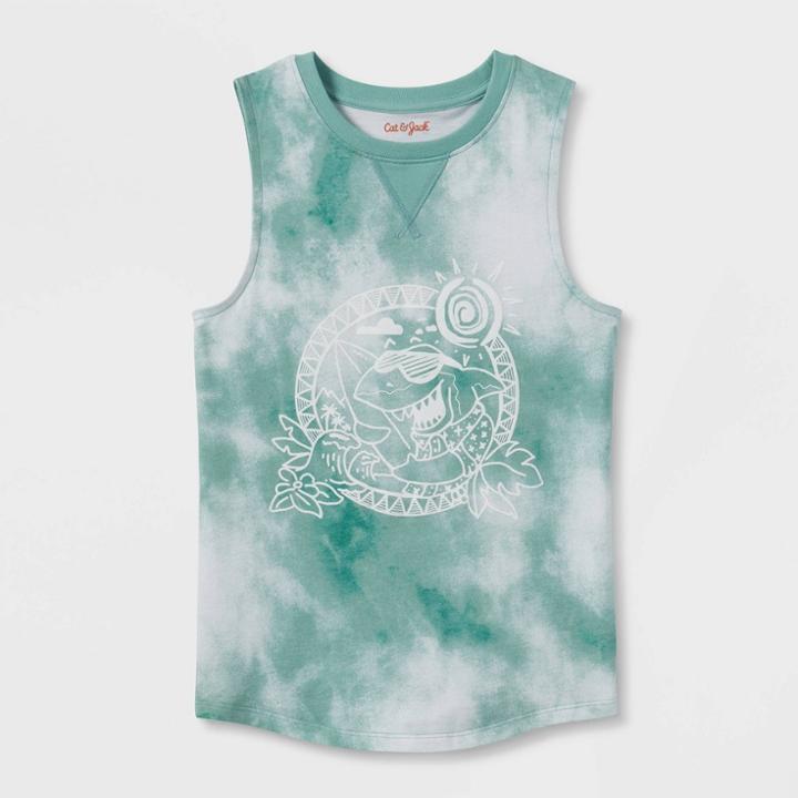 Boys' Tie-dye Beach Shark Tank Top - Cat & Jack Jade Green