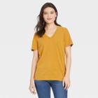 Women's Short Sleeve Relaxed Fit V-neck T-shirt - Universal Thread Gold
